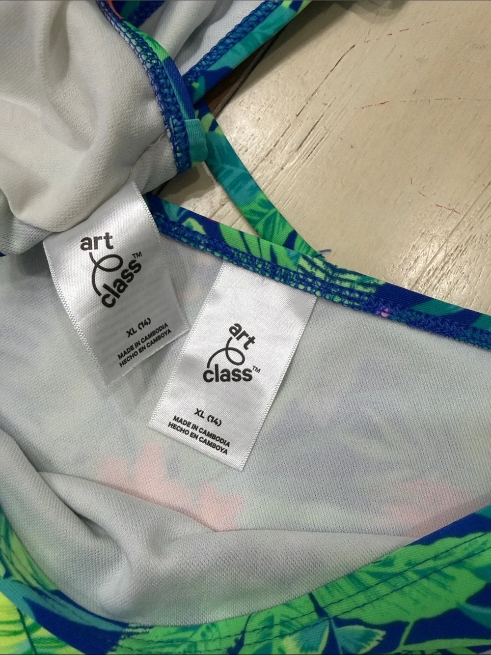 art class Tropical Leaf Two-Piece Bikini - Blue, Green, Pink